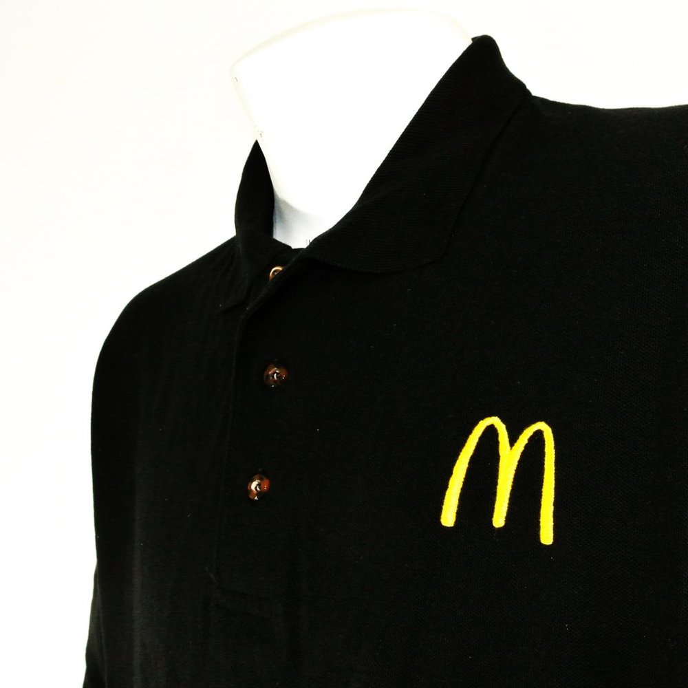 McDONALD'S Fast Food Employee Uniform Polo Shirt Black NEW Size L Large - Picture 6 of 11